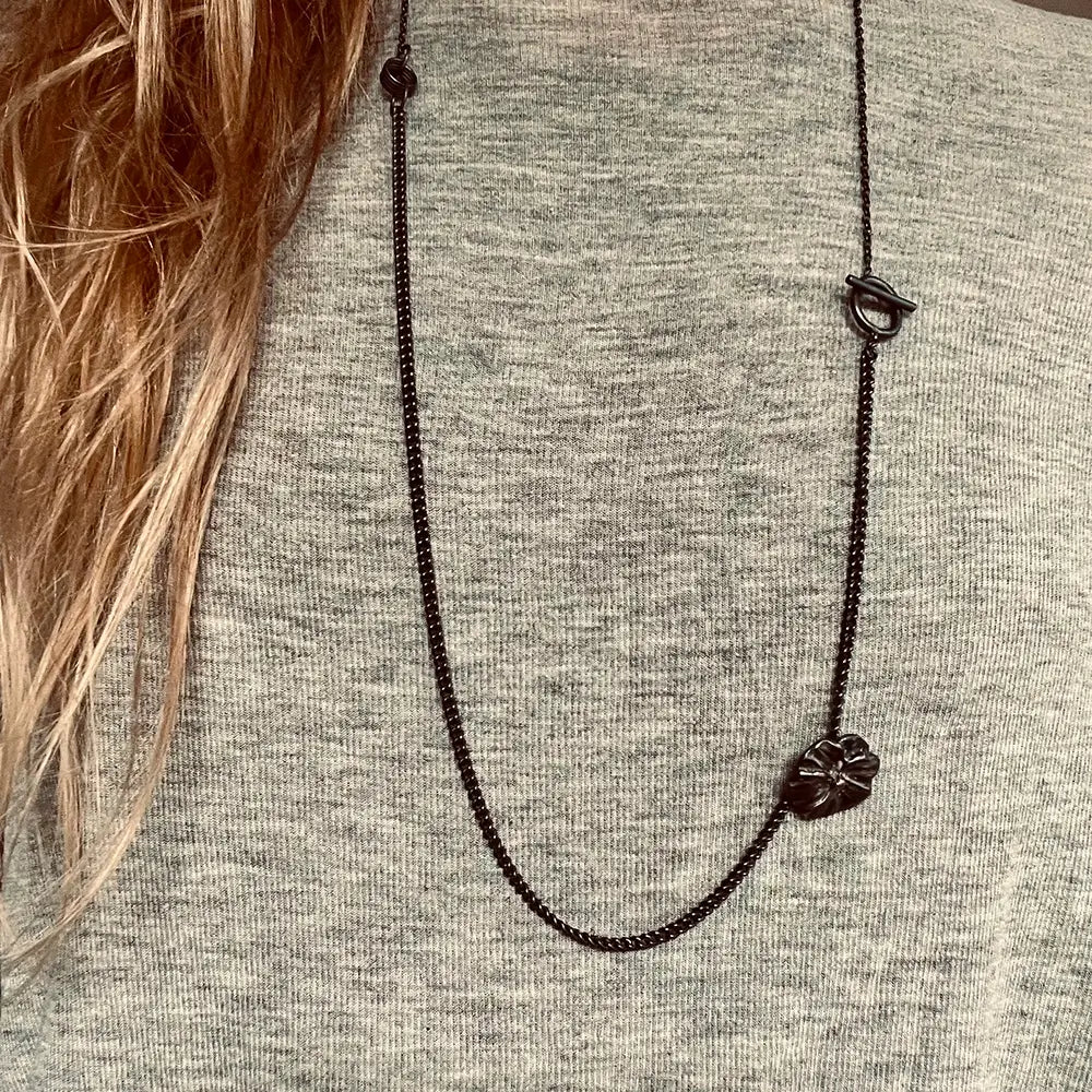 Oxidised Pansy Necklace
